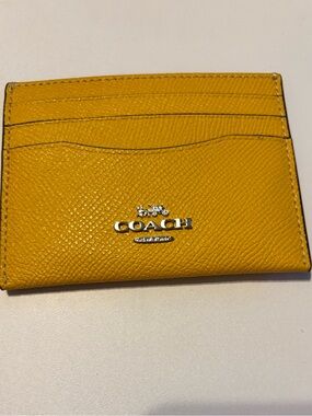 Coach Yellow Leather ID Card Holder Case with Clear Window